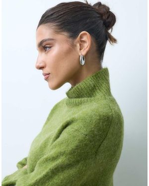 Gina Tricot Jersey De Punto Con Cuello Alzado De Mezcla De Lana Y Alpaca En Verde