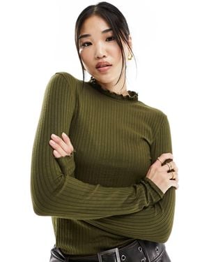 Jdy High Neck Lettuce Edge Top - Green