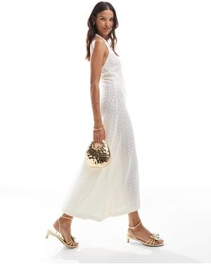 ASOS Knitted Halter Maxi Dress With Gold Shell - White