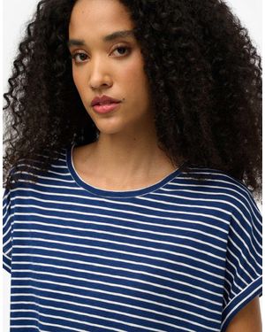Superdry – studios – lockeres, gestreiftes t-shirt - Blau