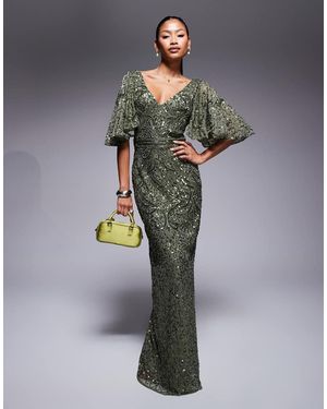 Beauut V-Neck Sequin Maxi Dress - Grey