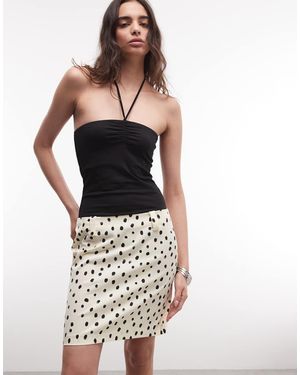 Monki Low Rise Knee Length Skirt - Natural