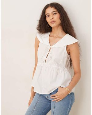 Nobody's Child Claudia Tie-detail Collared Tank Top - White