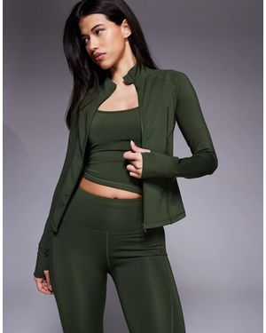 4505 Icon Active Zip Up Sculpting Long Sleeve Jacket With Zip Pockets - Green