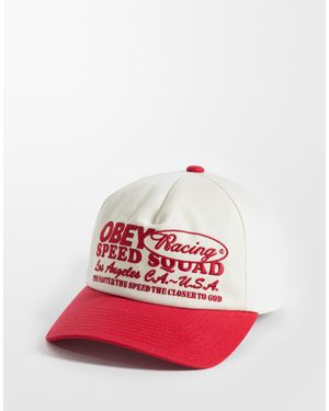 Obey – speed squad – e snapback-cap mit fünf bahnen und farblich abgesetztem schirm - Rot