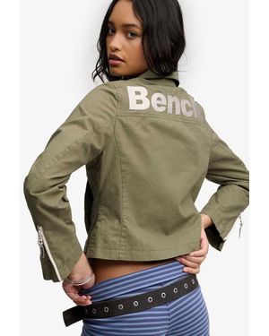 Bench x Superdry & Co Double Zip Collar Ripstop Jacket - Green