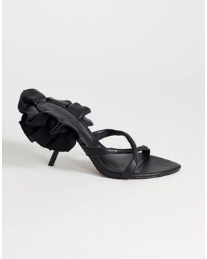 TOPSHOP Ophelia Real Leather High Heeled Sandal With Ruffle - Black