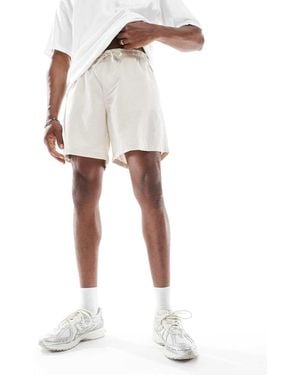 Jack & Jones Pantalones Cortos Beis Con Cordón Ajustable De Mezcla De Lino De -Gris - Blanco