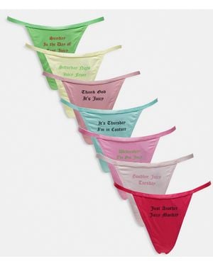 Juicy Couture 7 Pack Weekday Thongs - Multicolour