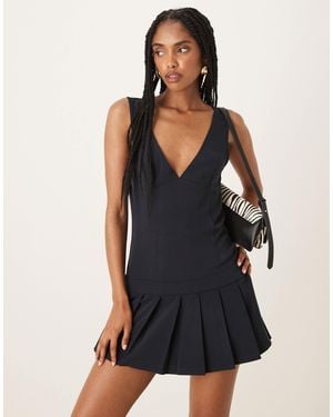 Motel Rita Pleat Detail Tailored Mini Dress - Black