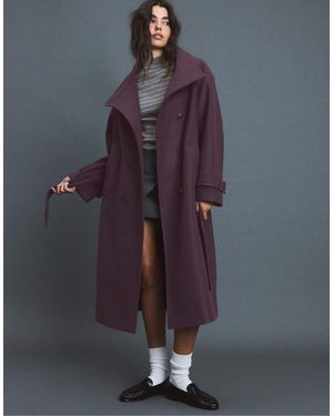 Stradivarius Langer mantel mit hohem kragen - Blau