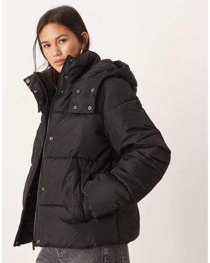 Vila Hooded Short Padded Jacket - Black