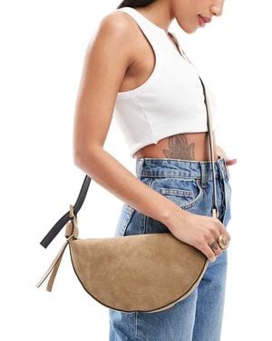 AllSaints Suede Half Moon Crossbody Bag - Blue