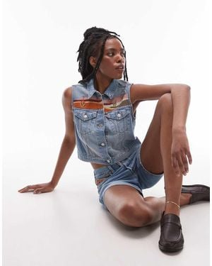 Levi's Denim Western Desert Embroided Vest Co-Ord - Blue