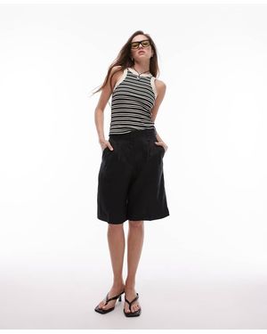 ARKET Linen Bermuda Shorts With Tailored Waistband - White
