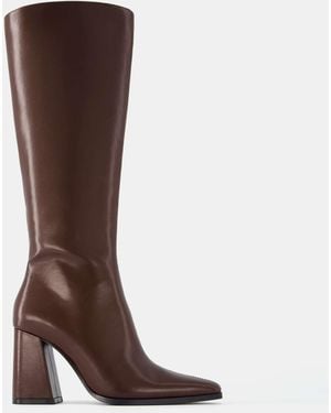Bershka Bottes à talon carré - bordeaux - Marron