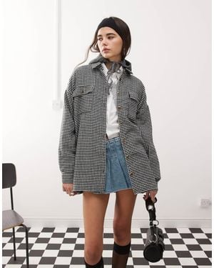 Noisy May Camicia Giacca Pied De Poule Nera E Bianca - Grigio