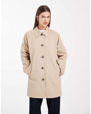 ONLY Clean Mac Jacket With Check Sleeve - Natural