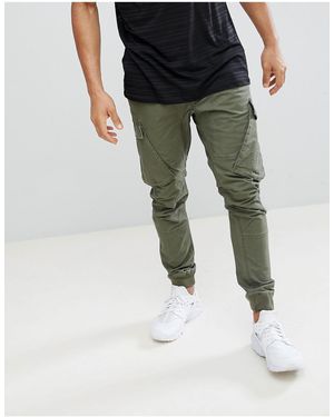 River Island Tapered Cargo Trousers In Khaki - Green
