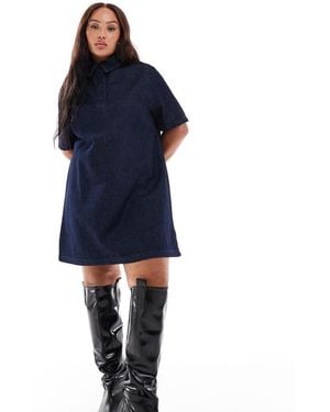 ASOS Asos Design Curve Denim Polo Mini Dress - Blue