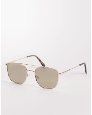 ASOS Metal Aviator Sunglasses - Natural