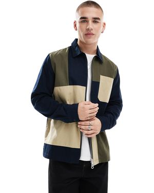 Farah – burleigh – jacke im patchwork-design mit reißverschluss - Blau
