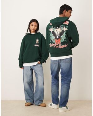 ASOS Sudadera Extragrande Con Capucha Y Estampado De Monopoly Para Navidad De - Azul