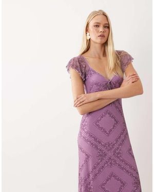 Miss Selfridge Frill Sleeve Midaxi Dress - Purple