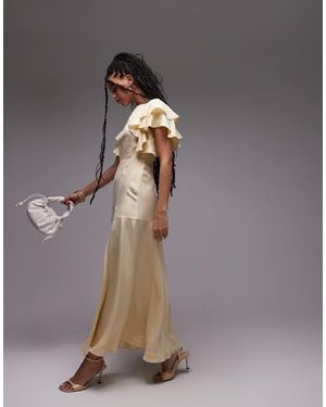 & Other Stories Maxi Dress With Ruffle Sleeves And Open Back - Brown