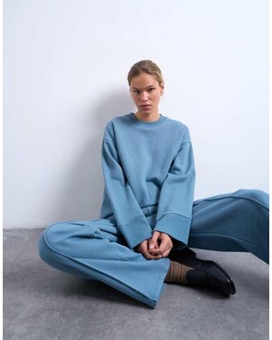 TOPSHOP Felpa Minimal Oversize Con Polsini Lunghi - Blu