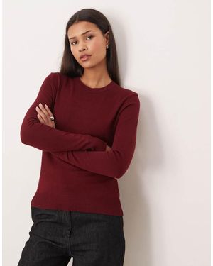 JJXX Jersey Burdeos Con Cuello Redondo De Punto De -Rojo