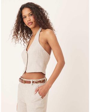 Gina Tricot Mix And Match Co-ord Halterneck Tailored Waistcoat Vest - White