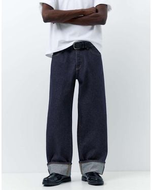 Pull&Bear Selvedge Jeans Met Rechte Pijpen - Blauw