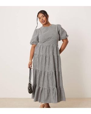 Nobody's Child Ricky Puff Sleeve Midi Dress - Grey