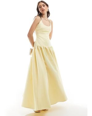 4th & Reckless Gestructureerde Satijnen Maxi-Jurk Met Ronde Hals En Verlaagde Taille - Metallic