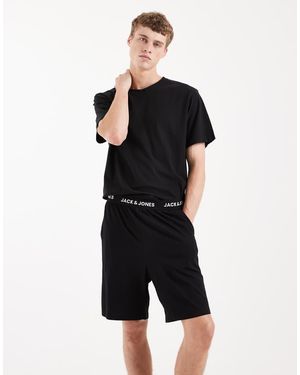 Jack & Jones Pyjama Shorts With Logo Waistband - Black