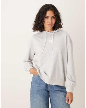 Timberland Sudadera Gris Claro Jaspeado Con Capucha De Tejido De Rizo De - Blanco