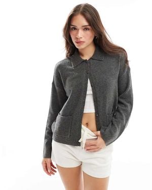 Abercrombie & Fitch Collared Cardigan - Grey