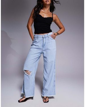 GOOD AMERICAN Weightless Good Skate Wide Cropped Jeans - Blue