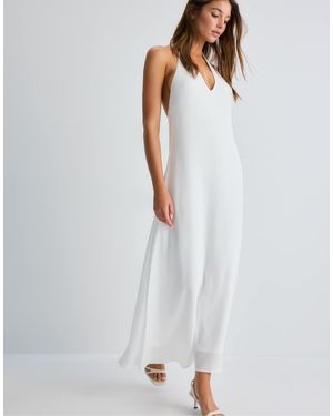 Stradivarius – midikleid - Weiß