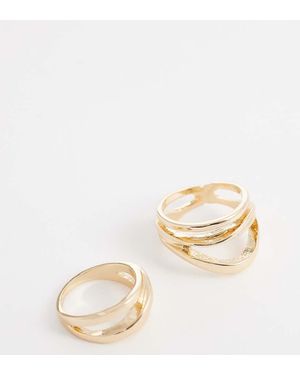 ASOS Asos Design Curve -pack Of Abstract Rings - Natural