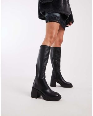 New Look Pu Chunky Heel Knee Boots - Black