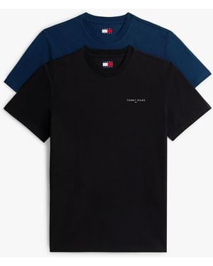 Tommy Hilfiger 2-Pack Linear Logo Slim Jersey T-Shirts - Black
