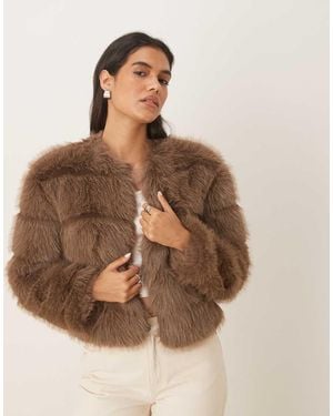 Jdy Faux Fur Jacket - Brown