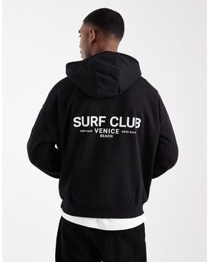 Threadbare Sudadera Negra Holgada Con Capucha Y Estampado Gráfico De - Negro