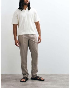 Mango Pin Stripe Linen Blend Tailored Trouser - White