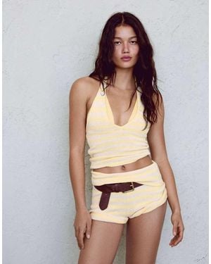 Bershka Halter Knit Top - Yellow