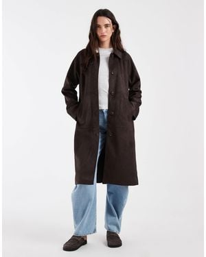 ONLY Faux Suede Mac Coat - Black