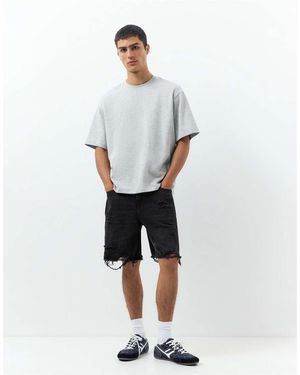 Pull&Bear Straight-leg Denim Bermuda Shorts - Grey