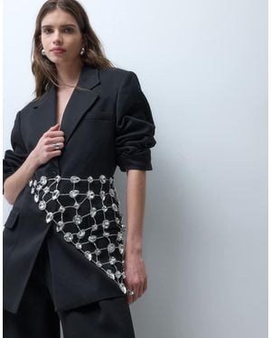 ASOS Edición Limitada Cadena Para La Cintura Con Adorno De Cristales En Tono Plateado - Negro
